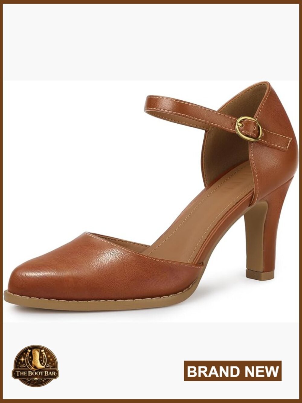 Chunky High Heel Pumps with Ankle Strap - Comfortable Dress Shoes for Women